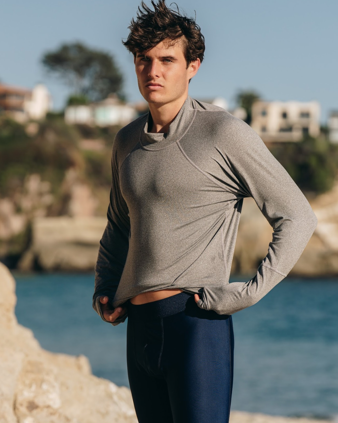 Men's Pullover Rash Guard - Charcoal (Brushed)