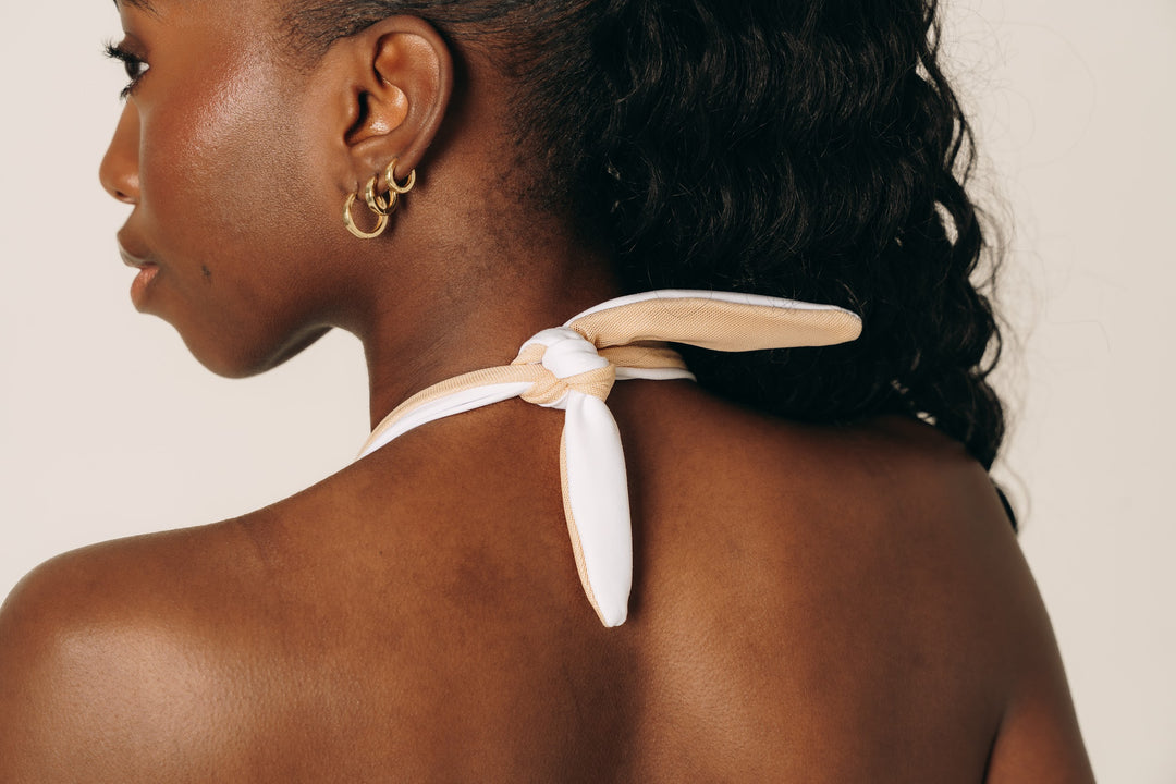 Women's Reversible Halter Top - White/Beige