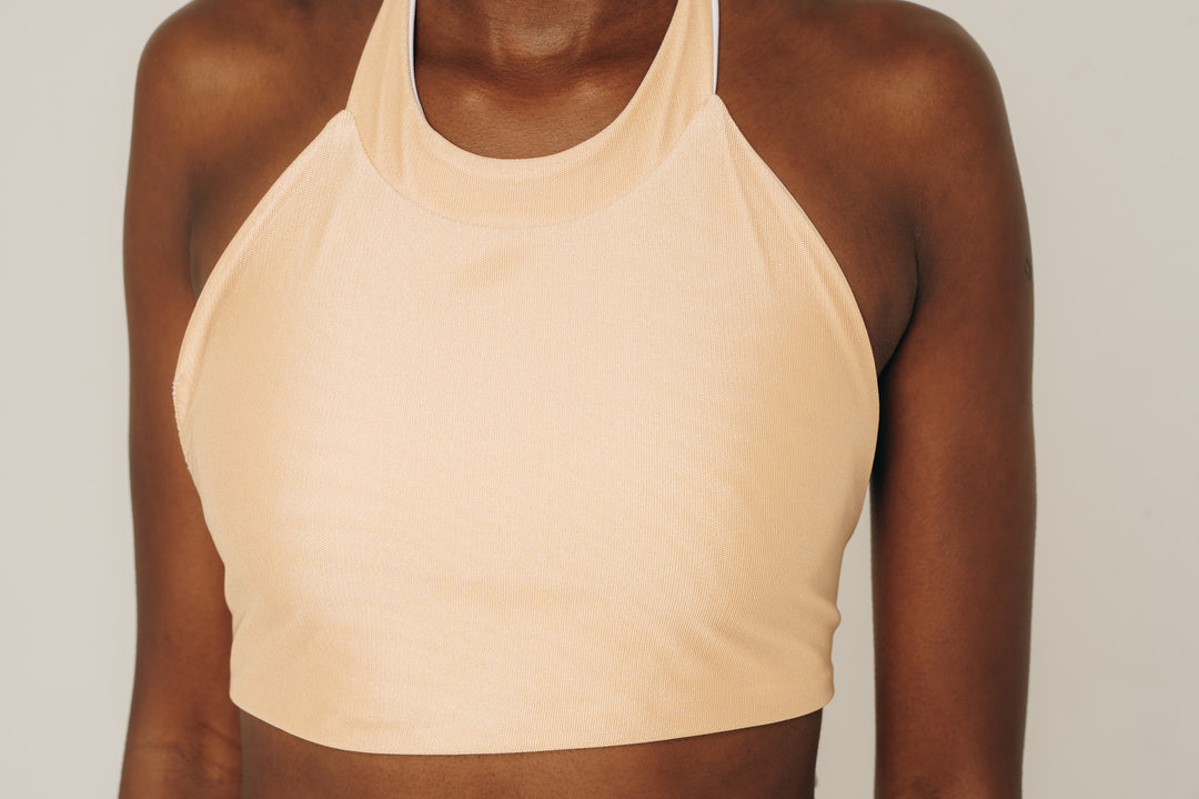 Women's Reversible Halter Top - White/Beige
