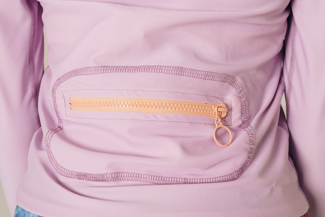 Women's Zip Rash Guard With Back Pocket - Lavender