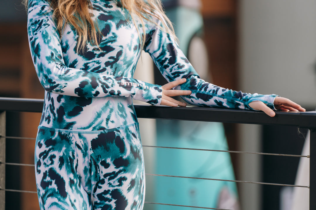 Women's "JOY" UPF 50+ Sun-protective full body swimsuit - Ocean Leopard