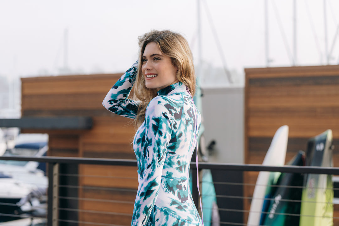 Women's "JOY" UPF 50+ Sun-protective full body swimsuit - Ocean Leopard