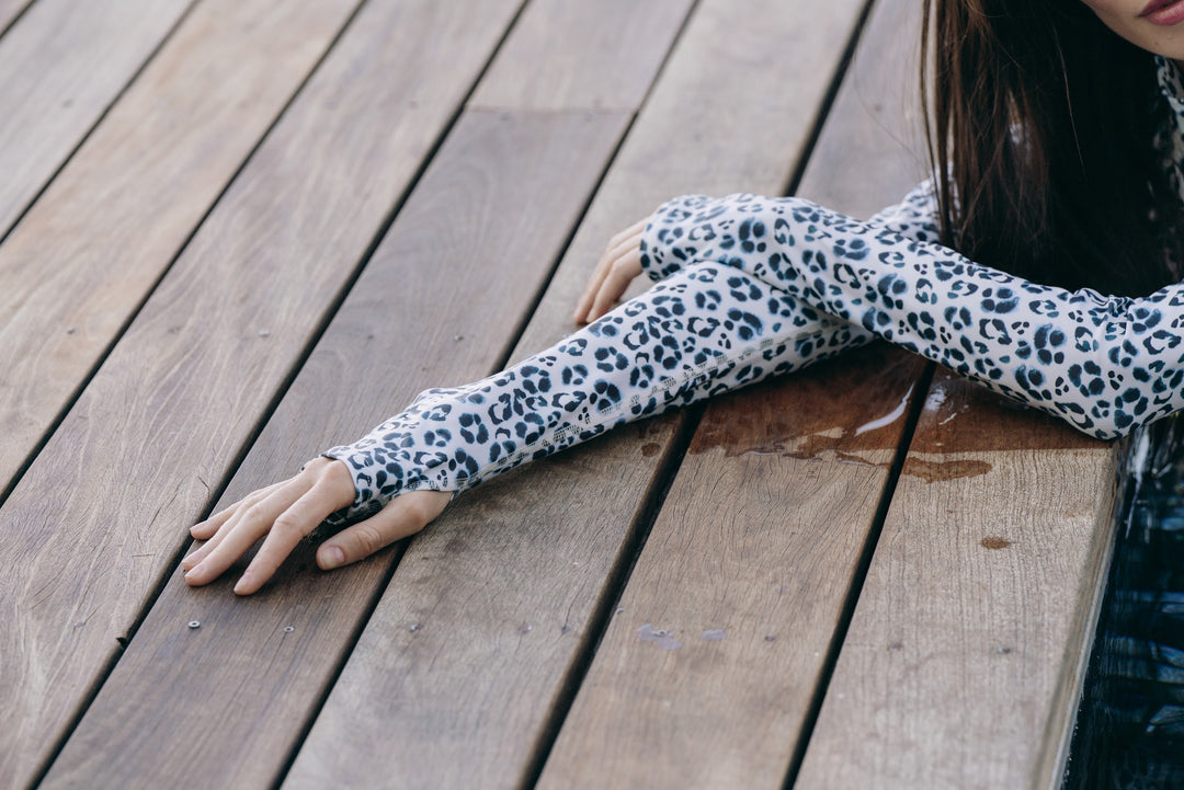 Women's UPF 50+ Sun Protective Long Sleeve "Shorty" Swimsuit - Sun Safari