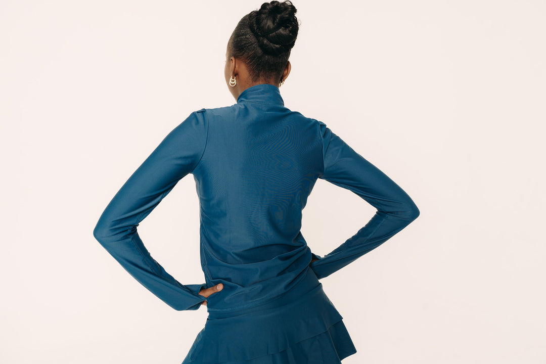 Women's Henley Rash Guard - Teal