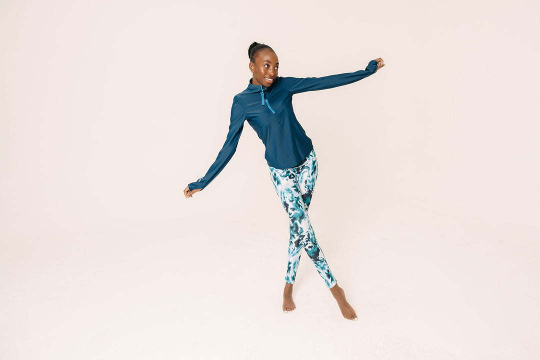 Women's UPF 50+ Sun Protective  Leggings  - Ocean Leopard