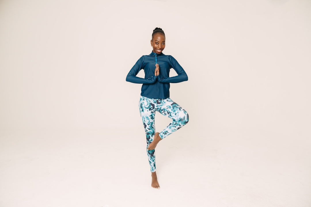 Women's UPF 50+ Sun Protective  Leggings  - Ocean Leopard