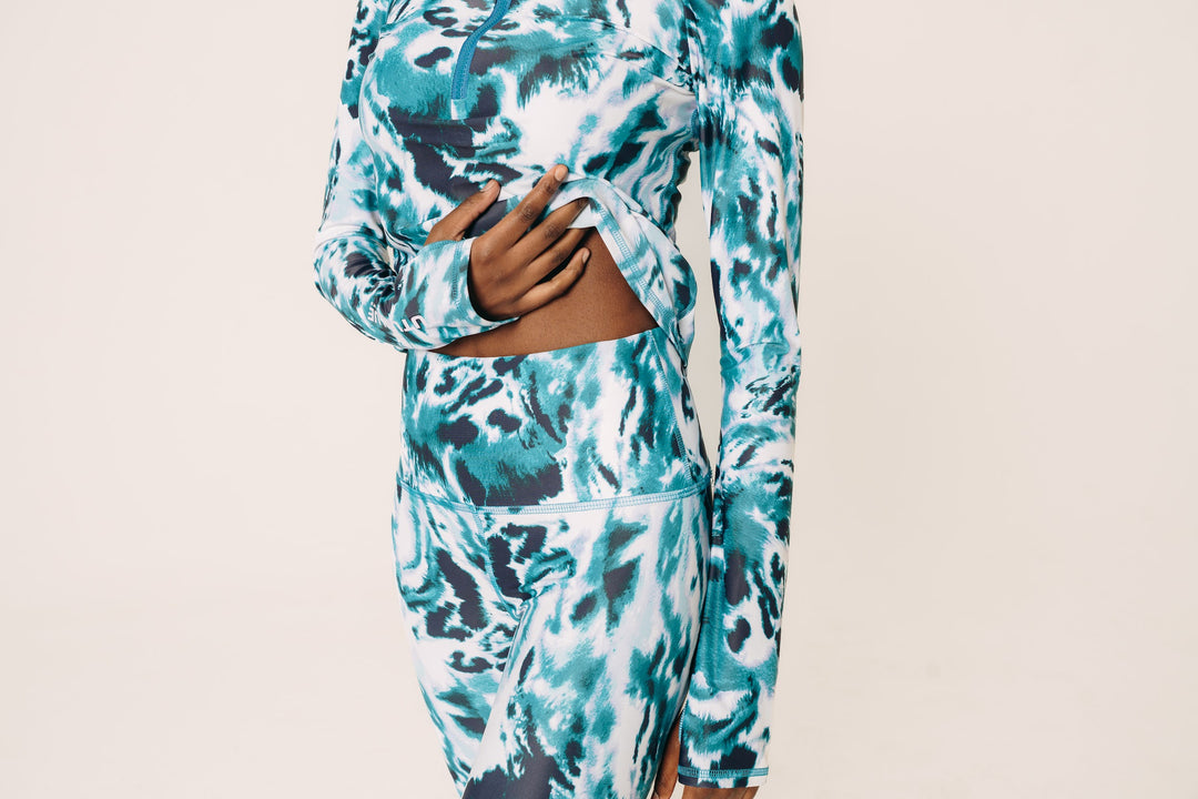 Women's UPF 50+ Sun Protective  Leggings  - Ocean Leopard