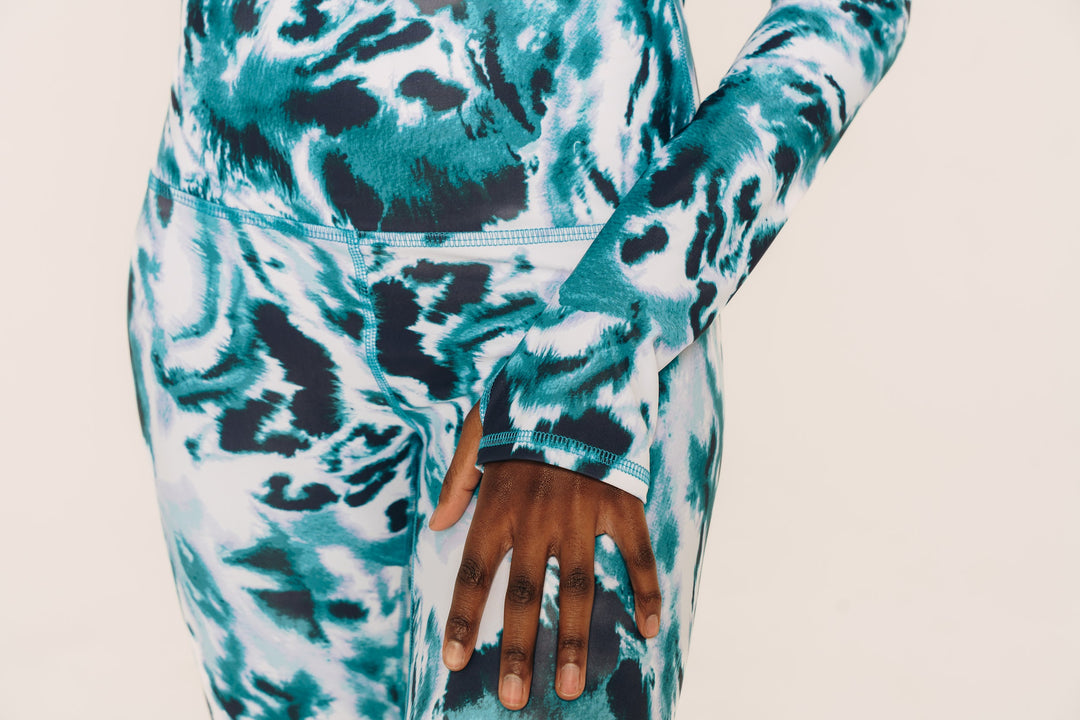 Women's UPF 50+ Sun Protective  Leggings  - Ocean Leopard