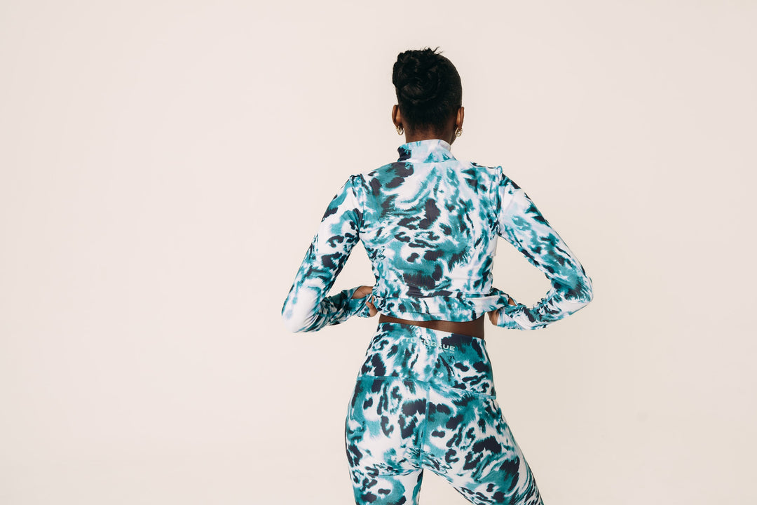 Women's UPF 50+ Sun Protective  Leggings  - Ocean Leopard