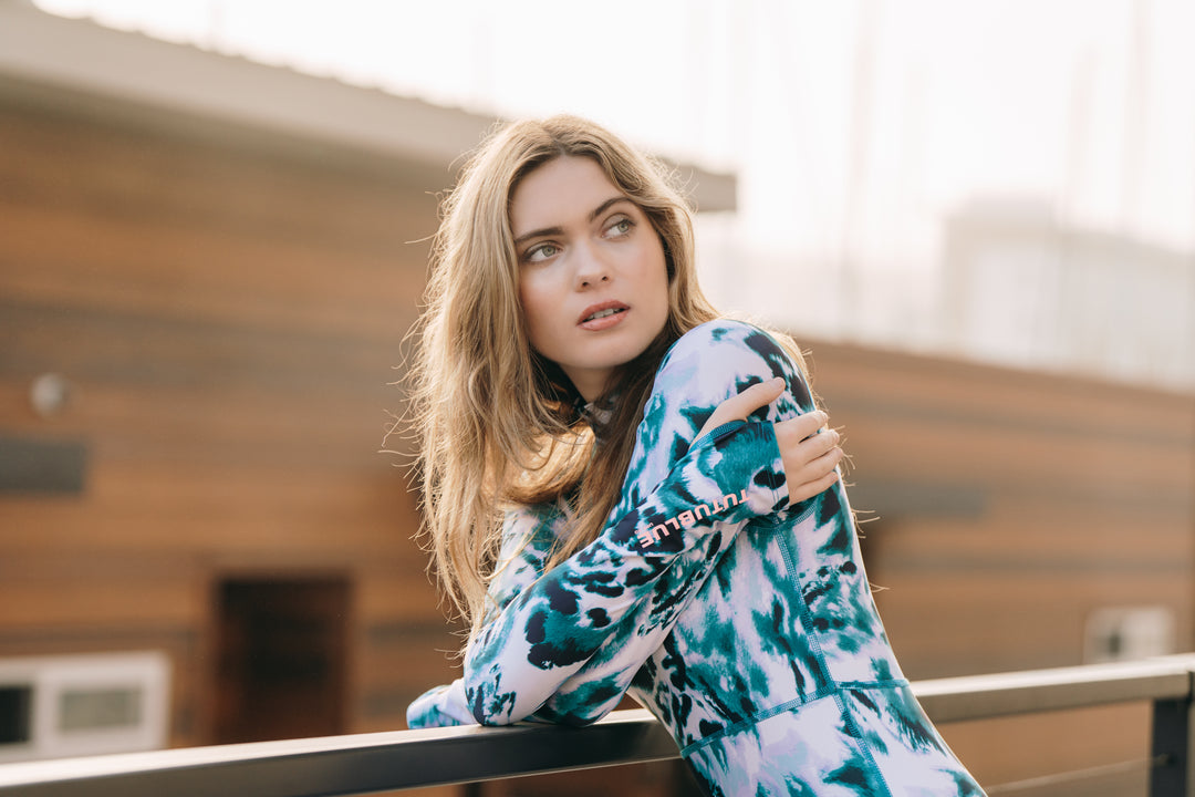 Women's "JOY" UPF 50+ Sun-protective full body swimsuit - Ocean Leopard