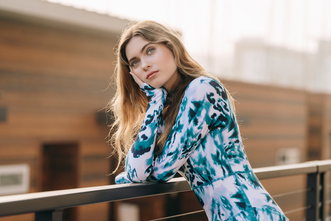 Women's "JOY" UPF 50+ Sun-protective full body swimsuit - Ocean Leopard