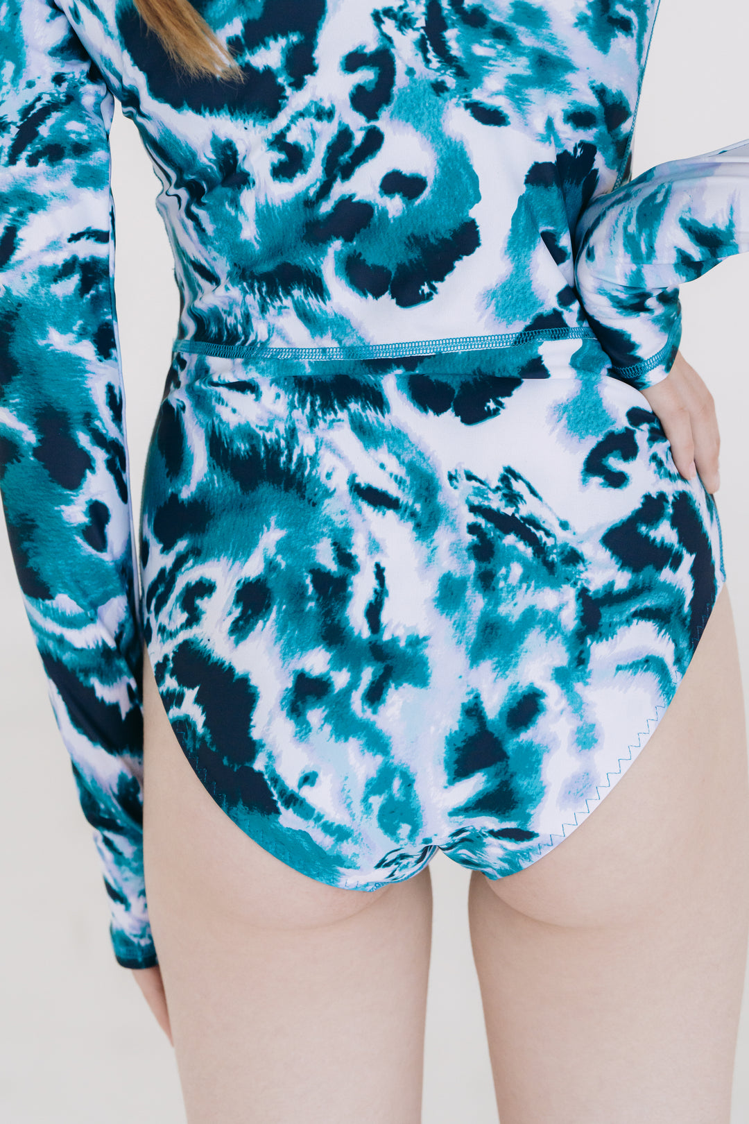Women's One Piece Long Sleeve Swimsuit - Ocean Leopard (Runs Small)