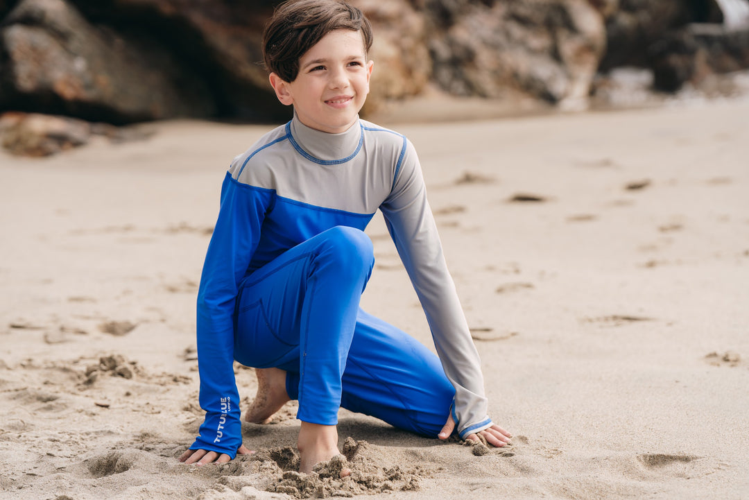 Boy's Full Body Swimsuit - UPF 50+ Sun Protective Swimwear - Blue Royal