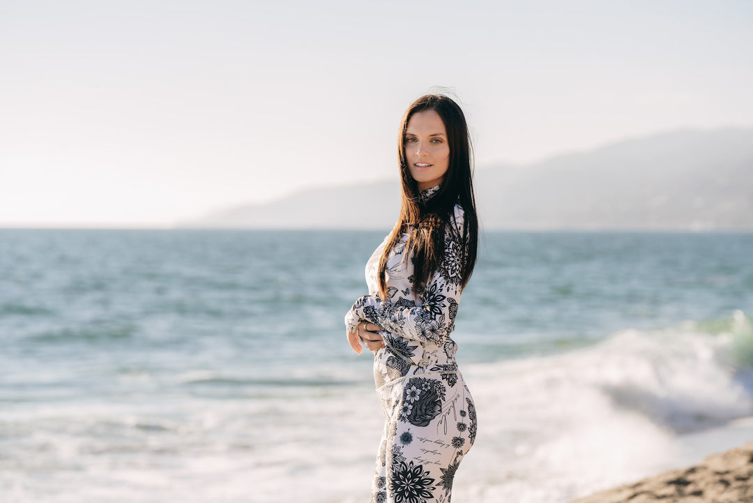 Women's UPF 50+ Sun Protective Swim Leggings - Foam Ink