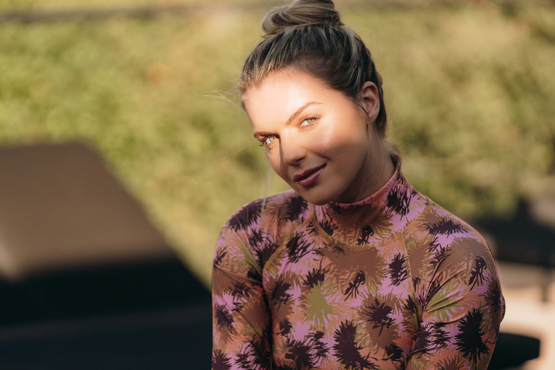 Women's UPF 50+ Sun Protective Long Sleeve "Shorty" Swimsuit - Sea Fire