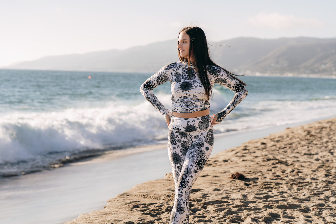 Women's UPF 50+ Sun Protective Swim Leggings - Foam Ink