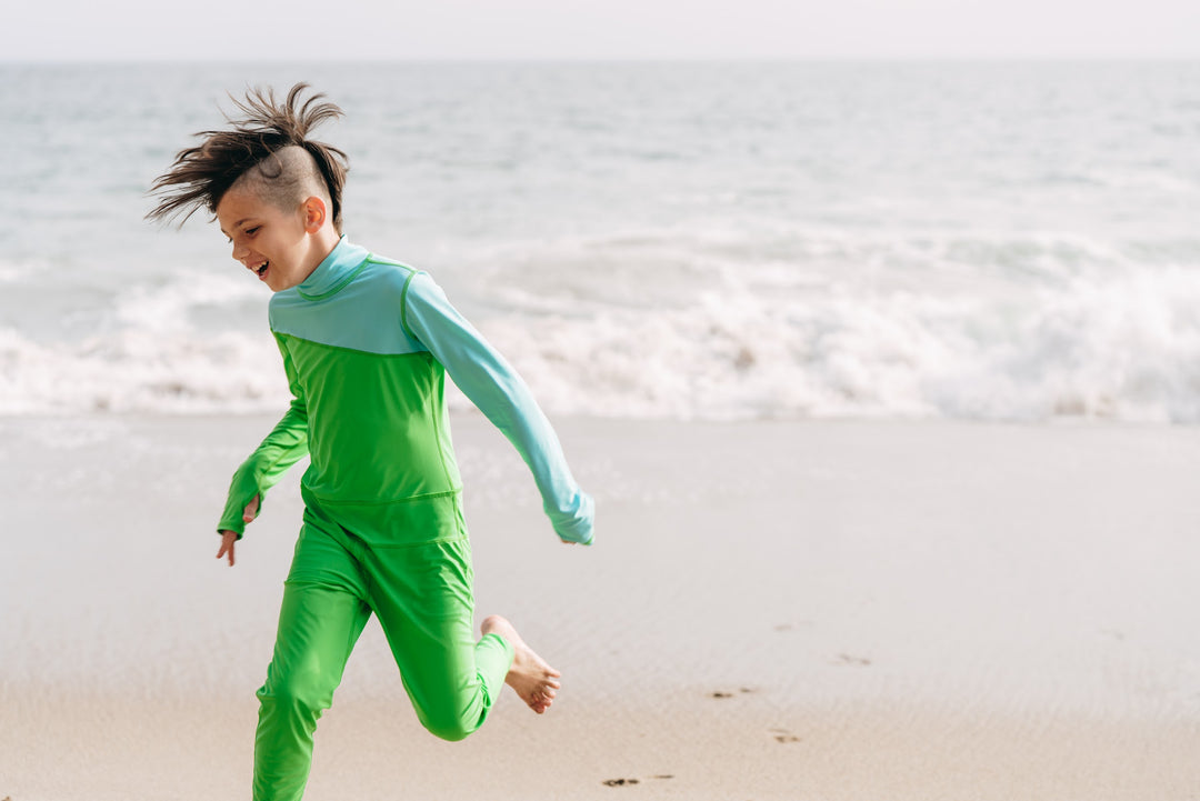 Boy's Full Body Swimsuit - UPF 50+ Sun Protective Swimwear - Kelly Green