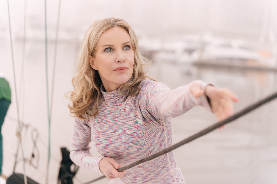 Women's "JOY" UPF 50+ Sun-protective full body swimsuit - Warm Rain (light neoprene)