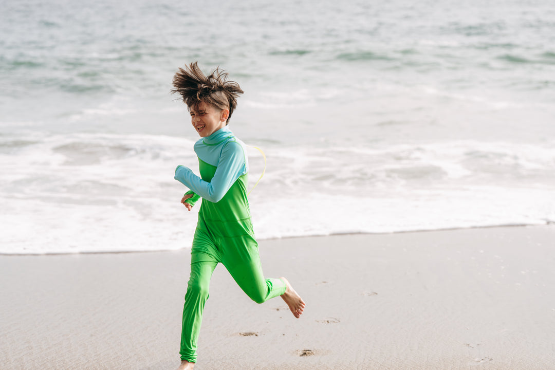 Boy's Full Body Swimsuit - UPF 50+ Sun Protective Swimwear - Kelly Green