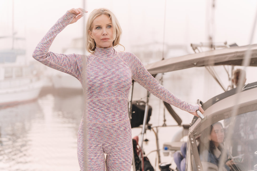 Women's "JOY" UPF 50+ Sun-protective full body swimsuit - Warm Rain (light neoprene)