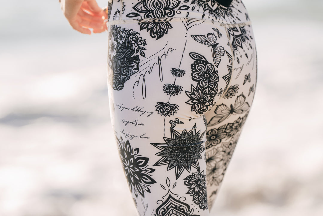 Women's UPF 50+ Sun Protective Swim Leggings - Foam Ink