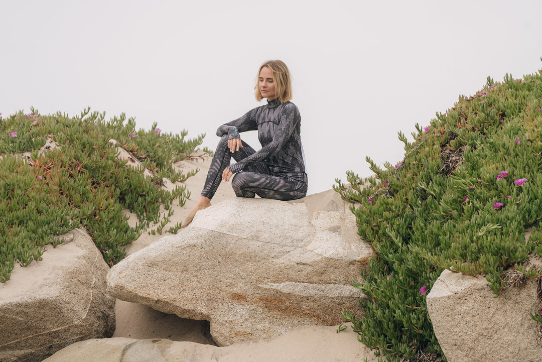 Women's  "Classic" UPF 50+ Sun-protective Full Body Long Swimsuit - Black Mosaic