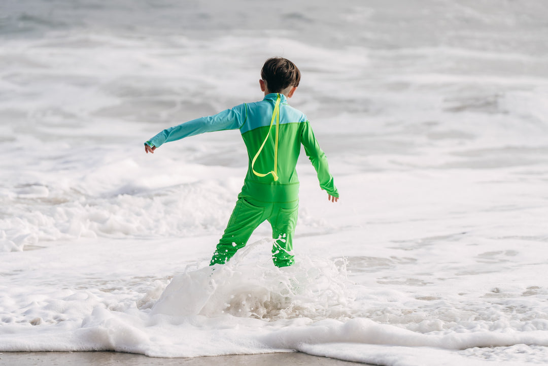 Boy's Full Body Swimsuit - UPF 50+ Sun Protective Swimwear - Kelly Green