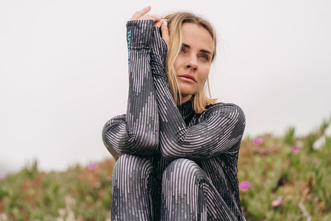 Women's  "Classic" UPF 50+ Sun-protective Full Body Long Swimsuit - Black Mosaic