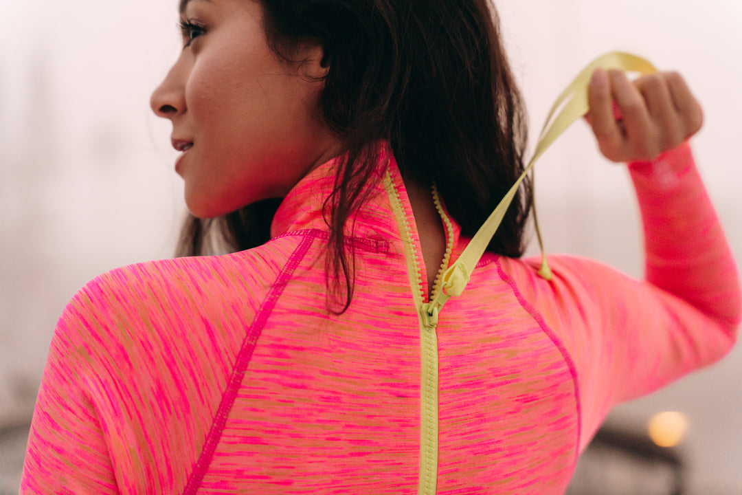 Women's "JOY" UPF 50+ Sun-protective full body swimsuit - Lava