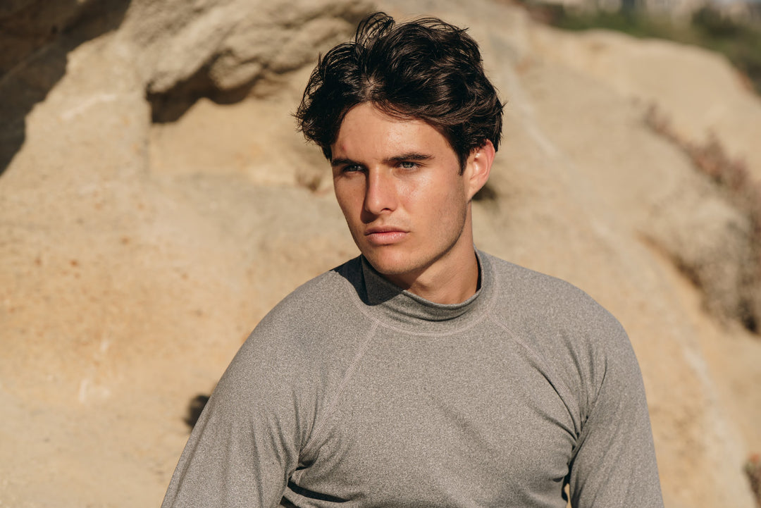 Men's Pullover Rash Guard - Charcoal (Brushed)