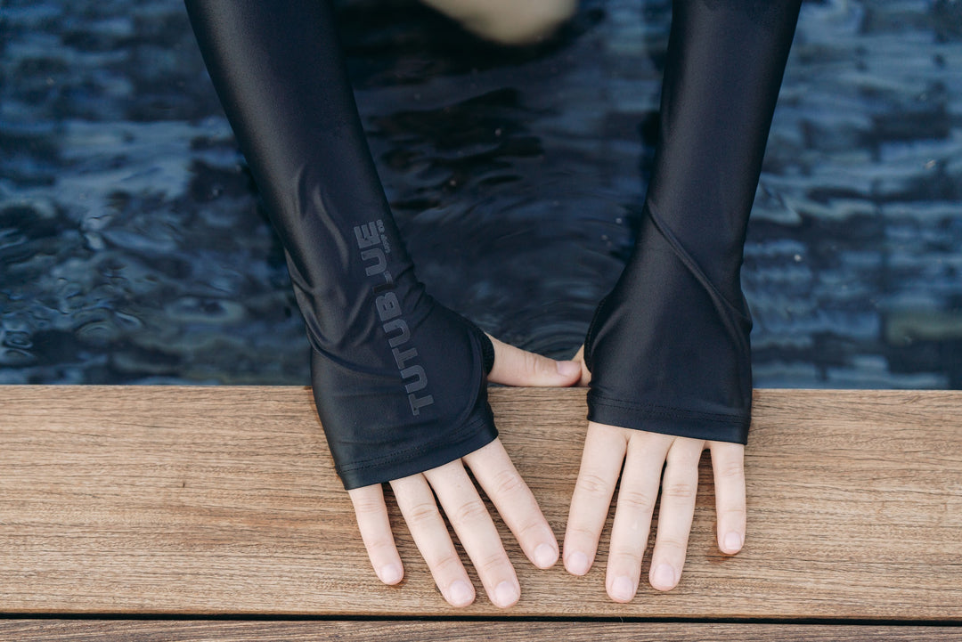 Women's UPF 50+ Sun Protective Long Sleeve "Shorty" Swimsuit - Ink