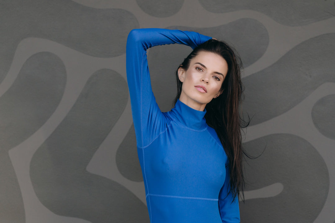 Women's UPF 50+ Sun Protective Long Sleeve "Shorty" Swimsuit - Ocean