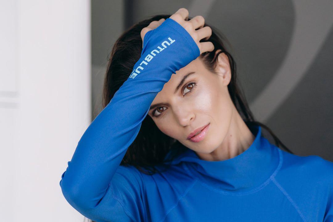 Women's UPF 50+ Sun Protective Long Sleeve "Shorty" Swimsuit - Ocean