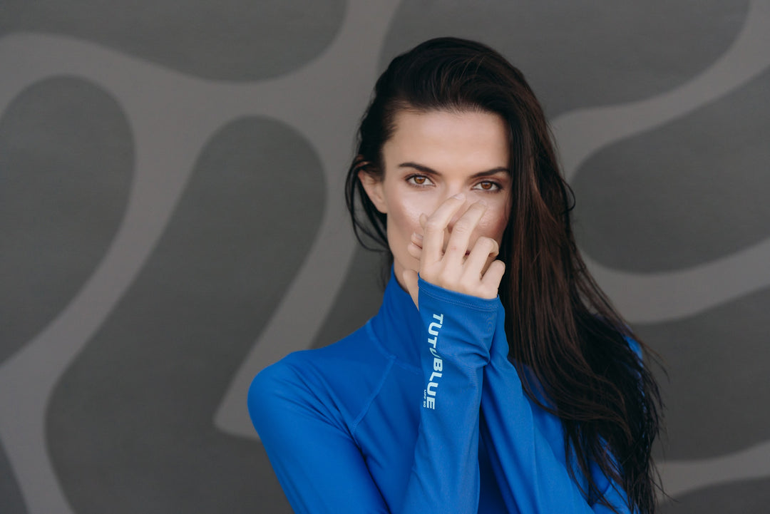 Women's UPF 50+ Sun Protective Long Sleeve "Shorty" Swimsuit - Ocean