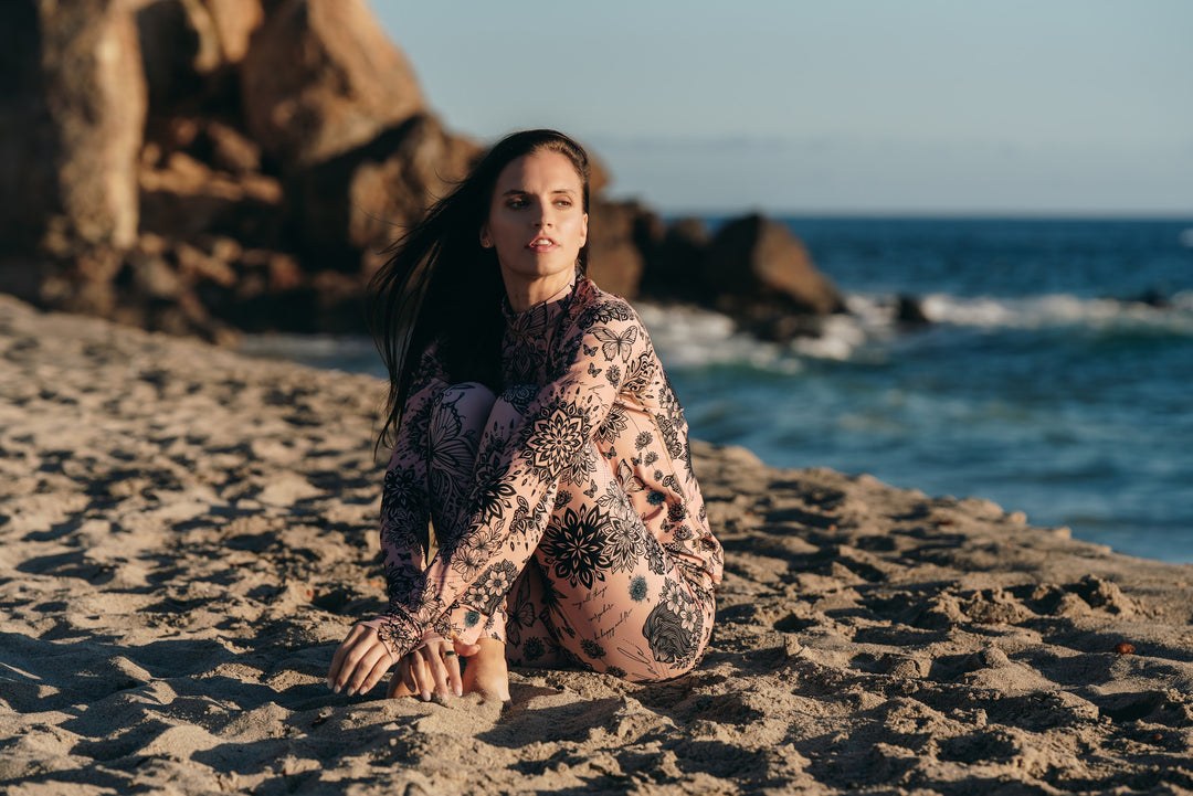 Women's UPF 50+ Sun Protective Swim Leggings - Toffee Tattoo