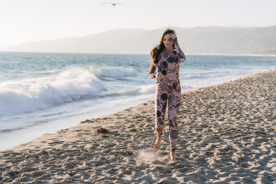 Women's UPF 50+ Sun Protective Swim Leggings - Toffee Tattoo