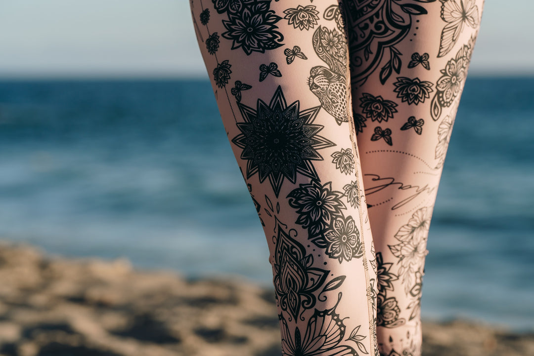 Women's UPF 50+ Sun Protective Swim Leggings - Toffee Tattoo