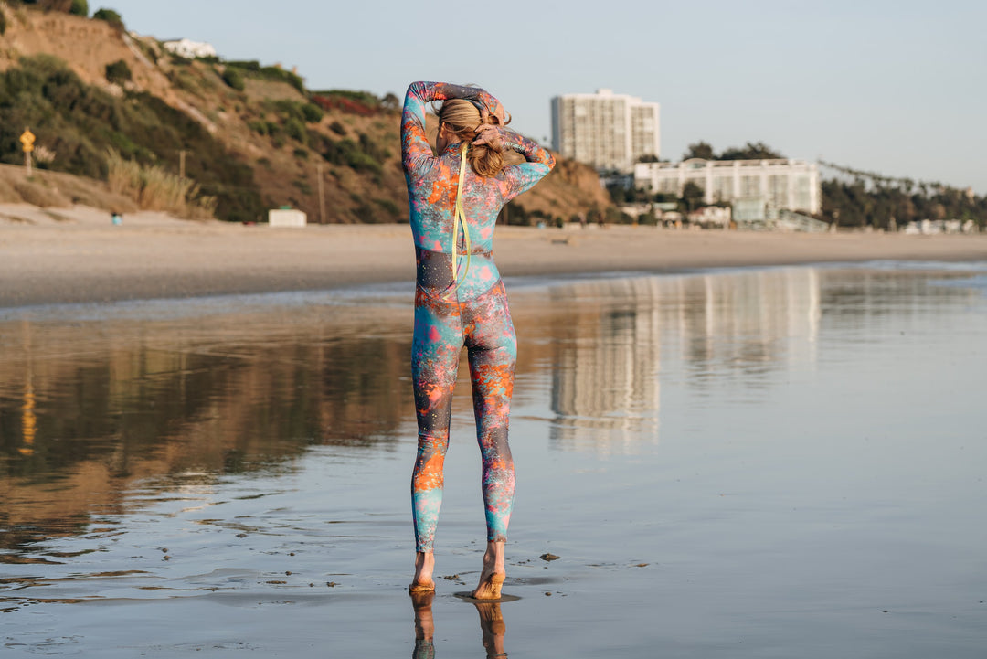 Women's "JOY" UPF 50+ Sun-protective full body swimsuit - Koi Pond