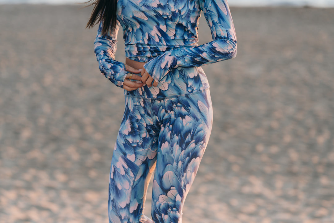 Women's UPF 50+ Sun Protective Swim Leggings - Azure Plume