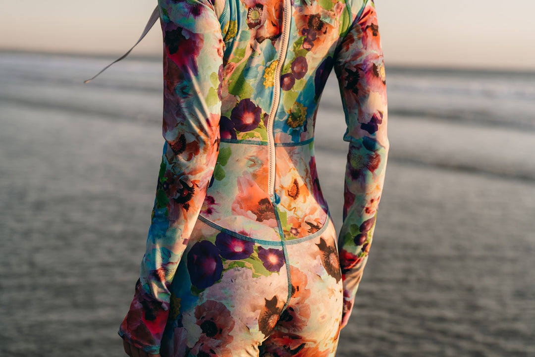 Women's "JOY" UPF 50+ Sun-protective full body swimsuit - Sea Poppy Bud