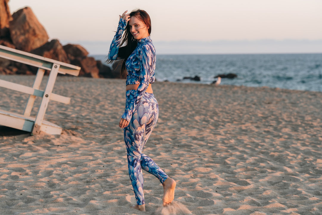 Women's UPF 50+ Sun Protective Swim Leggings - Azure Plume
