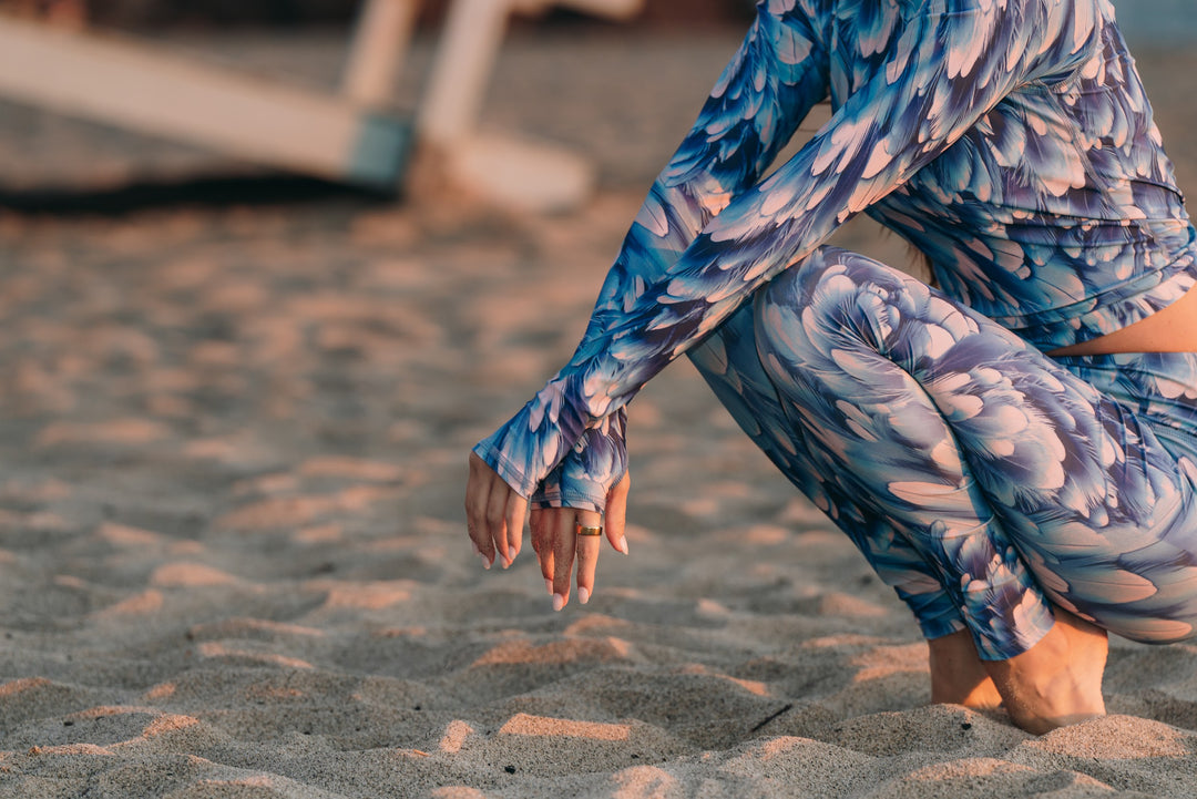 Women's UPF 50+ Sun Protective Swim Leggings - Azure Plume