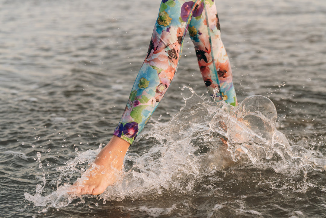 Women's "JOY" UPF 50+ Sun-protective full body swimsuit - Sea Poppy Bud