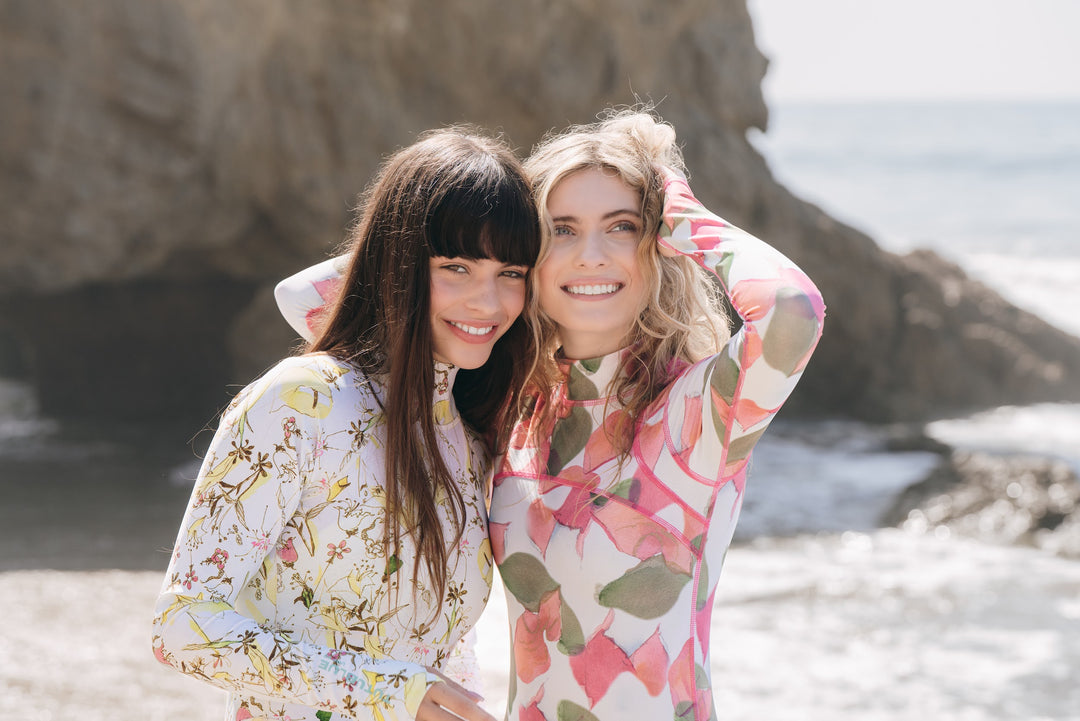 Women's UPF 50+ Sun Protective Long Sleeve "Shorty" Swimsuit - Secret Garden