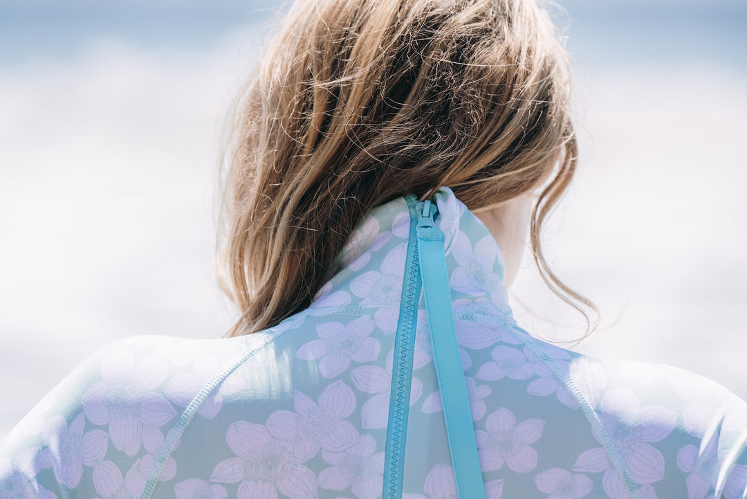 Women's UPF 50+ Sun Protective Long Sleeve "Shorty" Swimsuit - Aloha