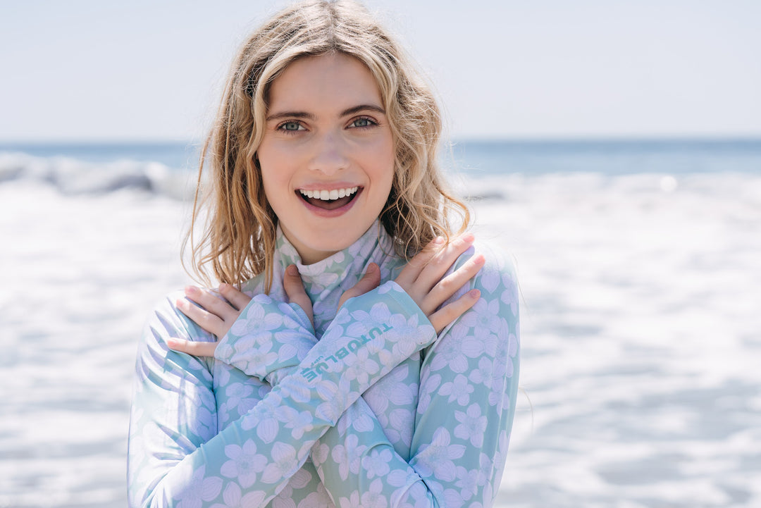 Women's UPF 50+ Sun Protective Long Sleeve "Shorty" Swimsuit - Aloha