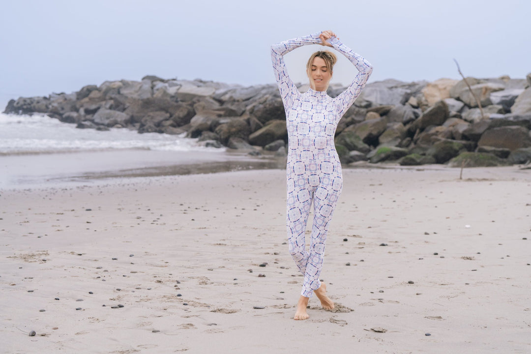 Women's "JOY" UPF 50+ Sun-protective full body swimsuit - Groove Wave