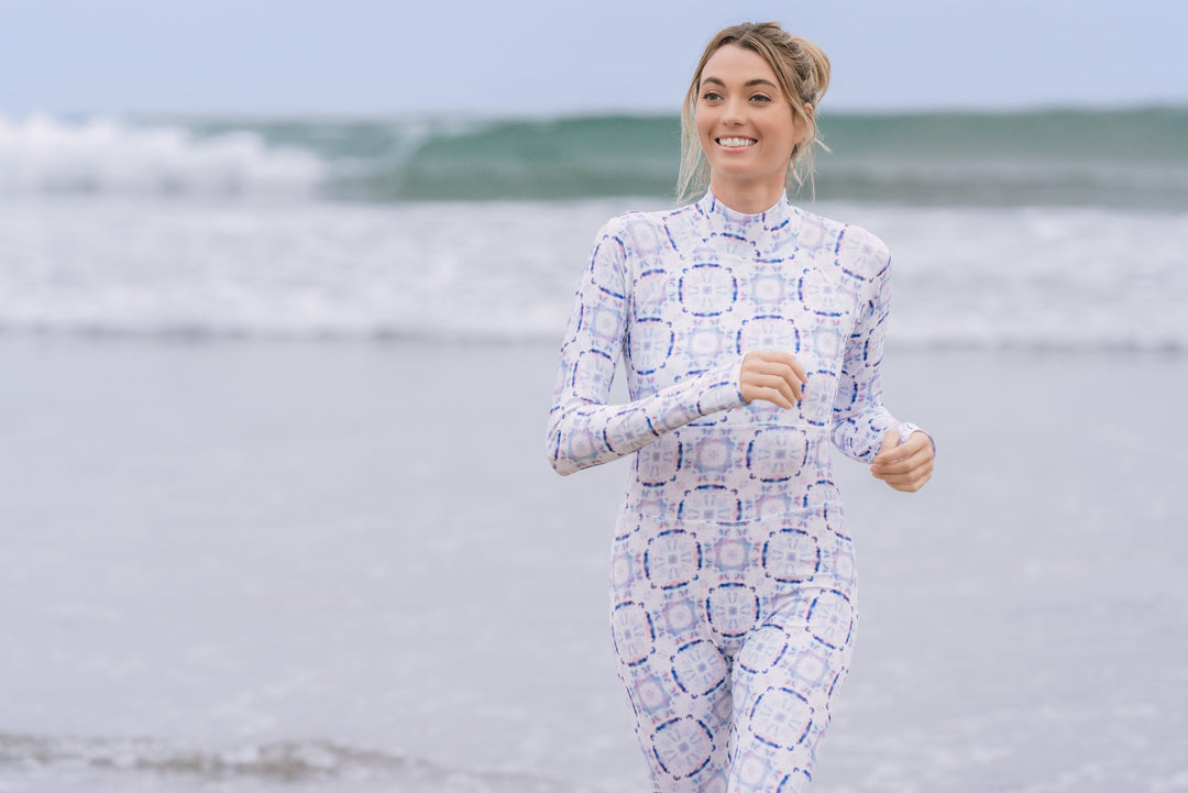 Women's "JOY" UPF 50+ Sun-protective full body swimsuit - Groove Wave