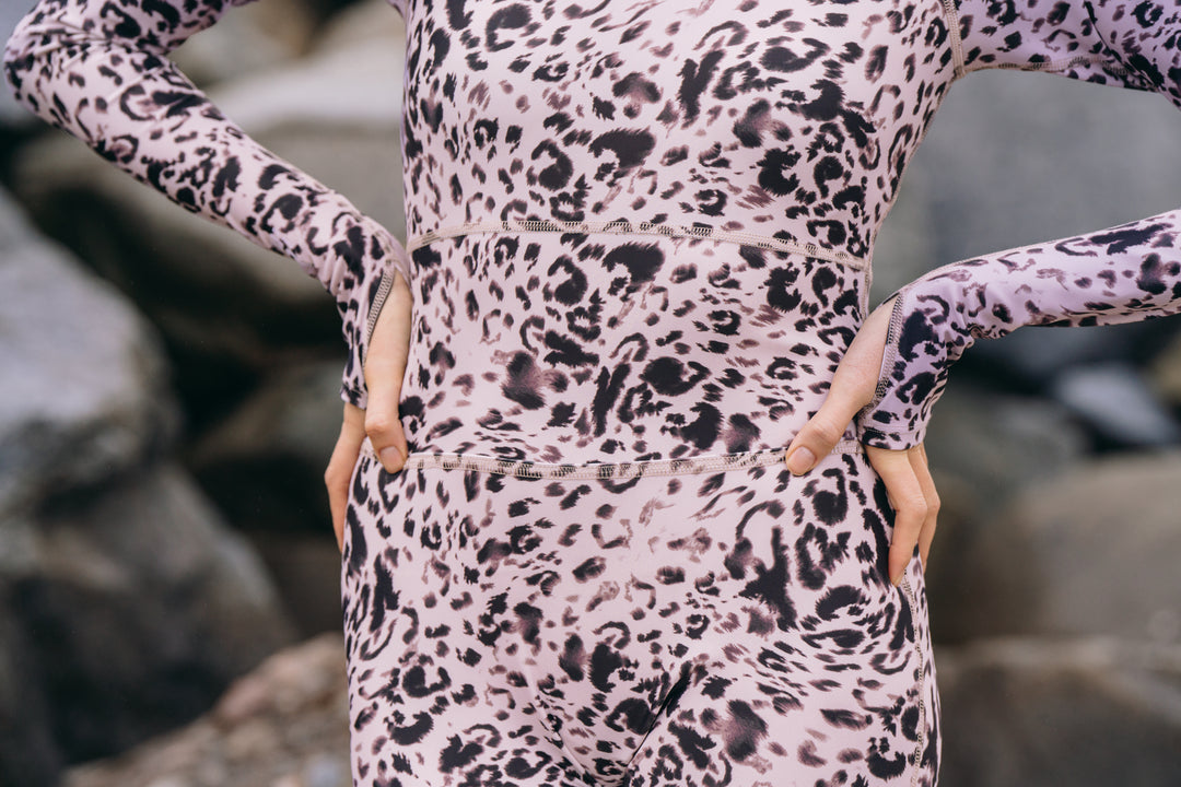 Women's "JOY" UPF 50+ Sun-protective full body swimsuit - Sand Leopard