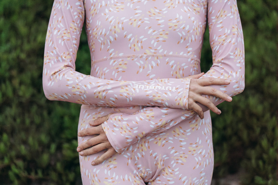 Women's "JOY" UPF 50+ Sun-protective full body swimsuit - Almond Glow